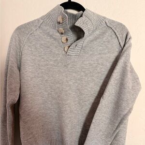 Gray Women’s Sweater with Button Collar